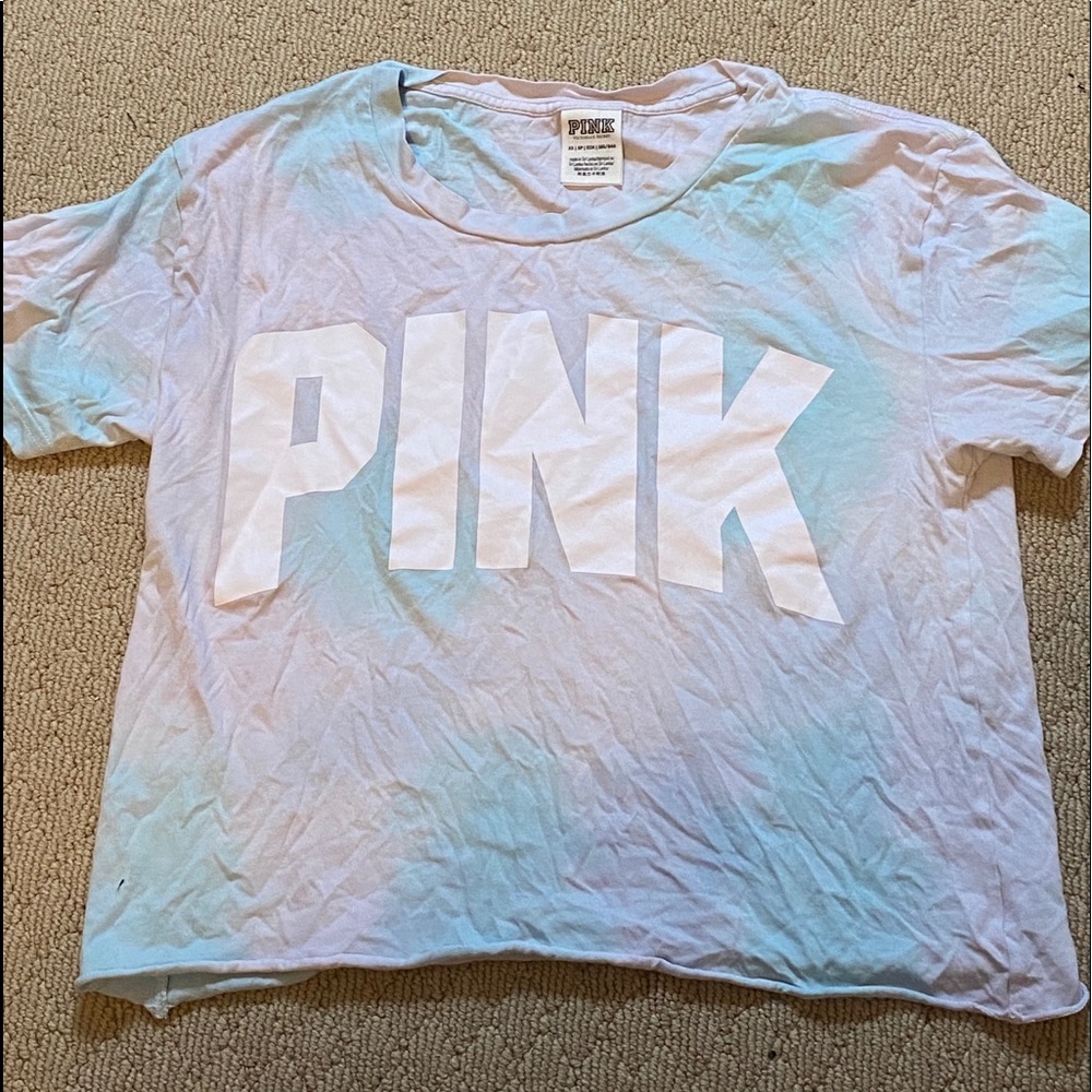 PINK tie dye cropped t-shirt